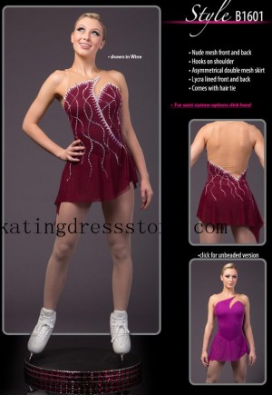 Wine Red New Brand Girls Ice Skating Dresses Custom Brad Griffies Dresses for Sale B1789