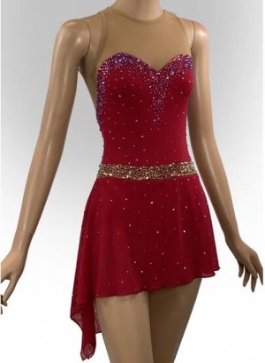 Red Ice Dance Dress Custom Figure Dance Clothing Women Girls Competition Skating Dress Custom Size Color Style Fast Ship B2106