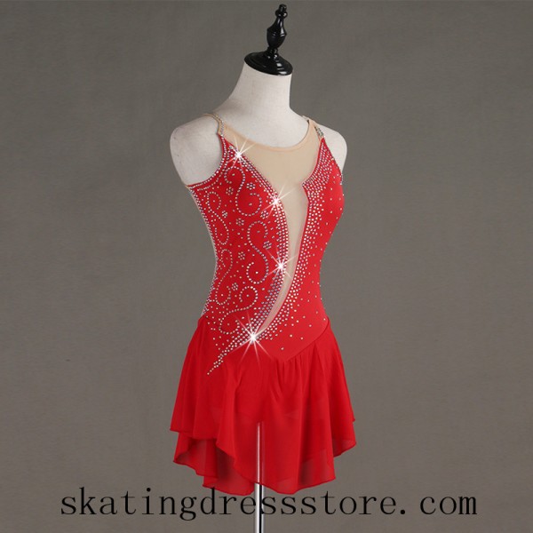 Figure Skating Dresses for Girls Red Custom L0018 -SkatingDressStore.com