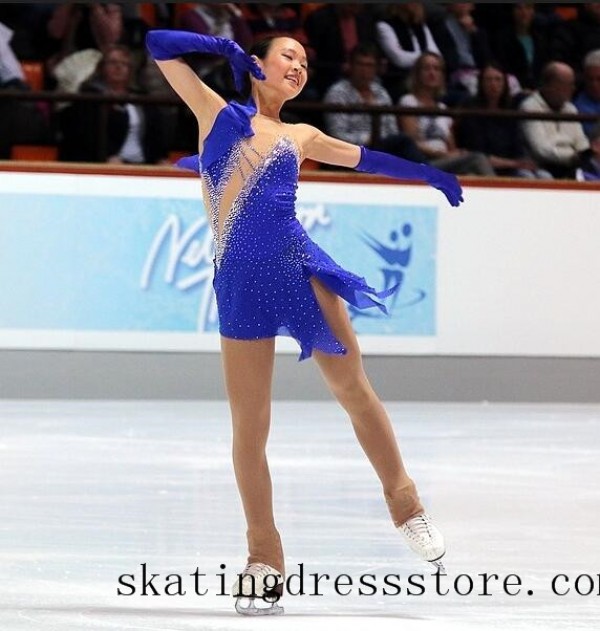 blue ice skating dresses